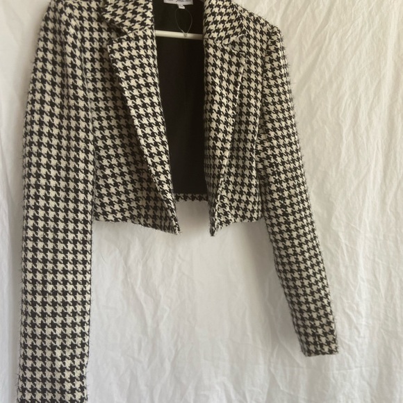 WAYF X Jourdan Sloane As If Houndstooth Crop Blazer Houndstooth Size Small - Picture 11 of 14